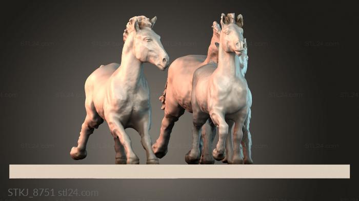 Статуэтки животных (Лошади, STKJ_8751) 3D модель для ЧПУ станка