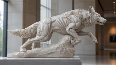 New Products A wolf jumping in motion with detailed musculature 3d model