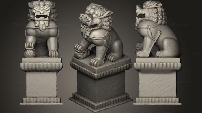 Figurines lions tigers sphinxes (Chinatown Trade Gate Paifang Dragon Boston MA NEW17, STKL_0011) 3D models for cnc