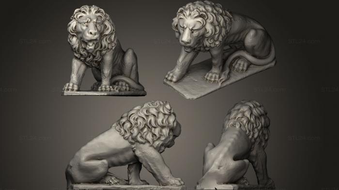 Figurines lions tigers sphinxes (crouching lion onscuare plinth, STKL_0015) 3D models for cnc