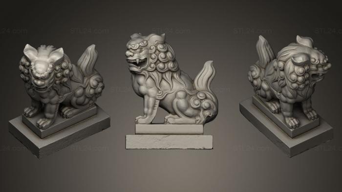 Figurines lions tigers sphinxes (guardian lion dog, STKL_0024) 3D models for cnc