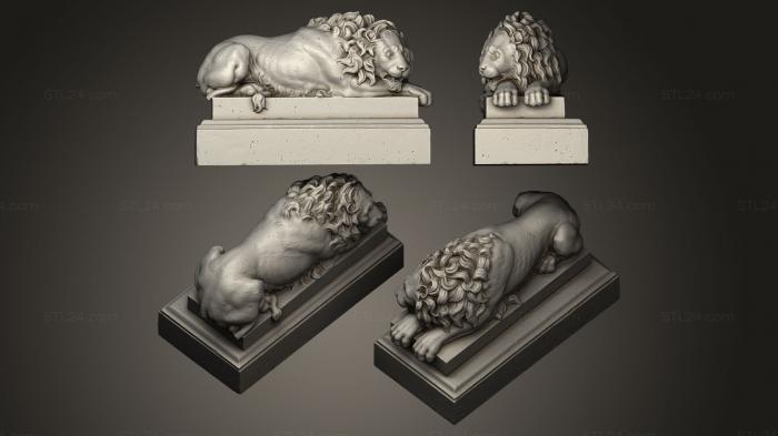 Figurines lions tigers sphinxes (Guardian Lions sleep, STKL_0027) 3D models for cnc