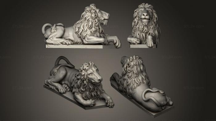 Figurines lions tigers sphinxes (Lwen a lying lion looking up, STKL_0069) 3D models for cnc