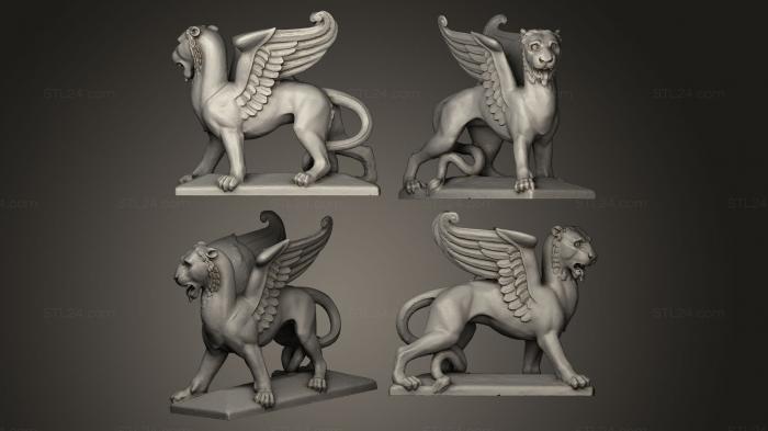 Figurines lions tigers sphinxes (markuslowe griffin lion, STKL_0073) 3D models for cnc