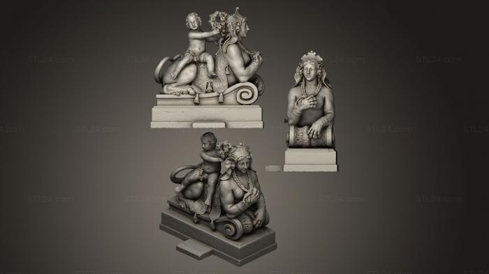 Figurines lions tigers sphinxes (Sphinx with playing child, STKL_0090) 3D models for cnc