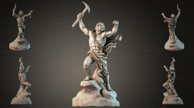 Статуэтки мужчин (Мужская фигура с мечом и факелом на скале, STKMJI_000013) 3D модель для ЧПУ станка