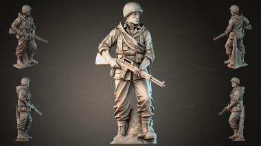 Статуэтки мужчин (Боевой солдат с винтовкой в военной форме, STKMJI_000020) 3D модель для ЧПУ станка
