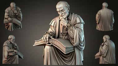 Статуэтки мужчин (Мудрец с книгой - барельеф для ЧПУ, STKMJI_000867) 3D модель для ЧПУ станка