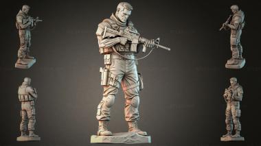 Статуэтки мужчин (Солдат в боевой экипировке с винтовкой, STKMJI_000870) 3D модель для ЧПУ станка