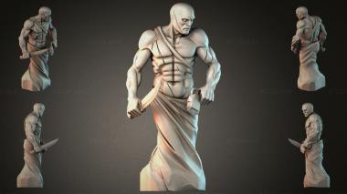 Статуэтки мужчин (Мускулистый воин с мечом в боевой стойке, STKMJI_000888) 3D модель для ЧПУ станка