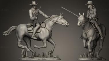 Military figurines cowboy on horse attack 3d model