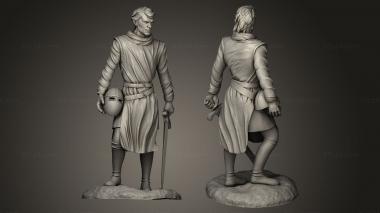 Military figurines knight with helmet and sword 3d model