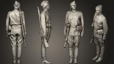 Military figurines man in soldier uniform sniper rifle 3d model