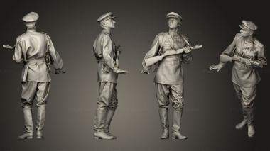 Military figurines man in soviet officer suit with ppsh 3d model