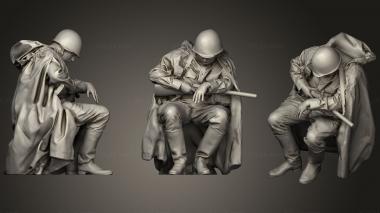 Military figurines man in soviet soldier uniform with ppsh 3d model