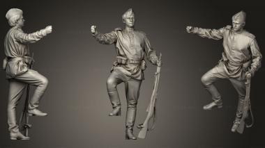 Military figurines man in soviet soldier with sniper rifle 3d model