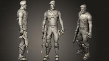 Military figurines and Fortnite Garrison skin and scar 3d model