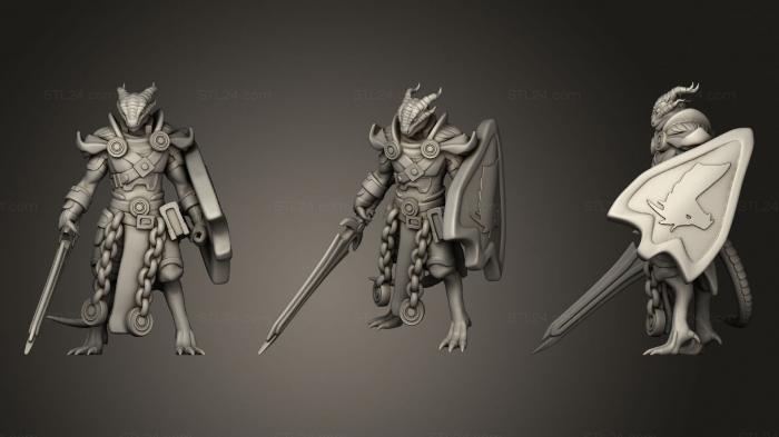 Military figurines (Dragonborn Paladin Miniature (Helmetless), STKW_0835) 3D models for cnc
