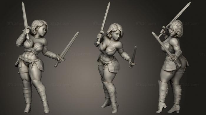 Military figurines (Female adventurer Fighter, STKW_0938) 3D models for cnc