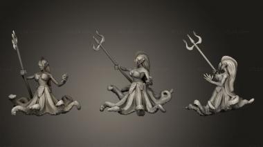 Military figurines Female Dark Octopusfolk With Trident 3d model
