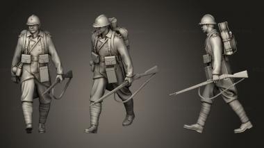 Military figurines french soldier ww1 2 3d model