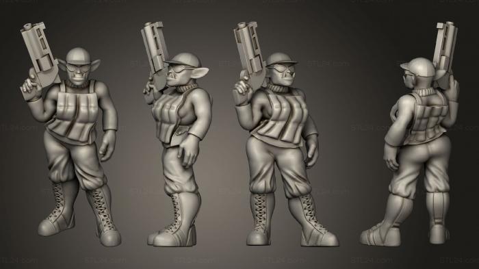 Military figurines (Orc Female Cop Hand Cannon, STKW_10688) 3D models for cnc