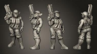 Military figurines Orc Female Cop Hand Cannon 3d model