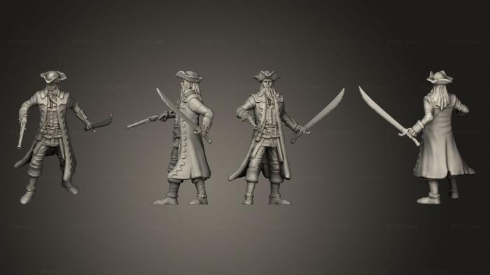Military figurines (Pirate Captain Battle, STKW_10945) 3D models for cnc