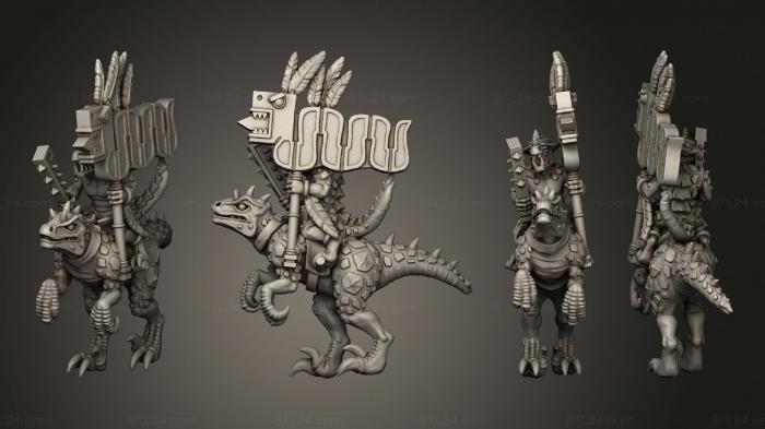 Military figurines (reptilian cavalry standard 2, STKW_11467) 3D models for cnc