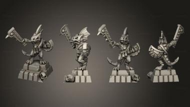 Military figurines reptilian hero with club 3d model