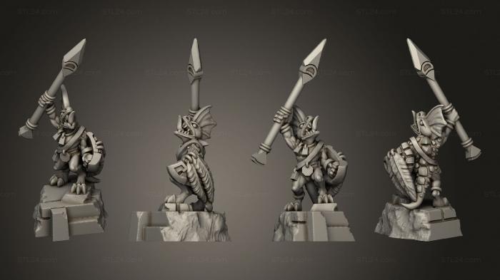 Military figurines (reptilian hero with spear, STKW_11483) 3D models for cnc