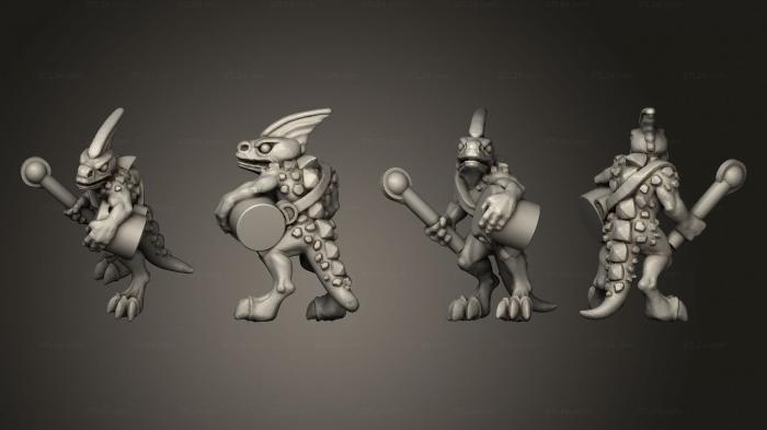 Military figurines (reptilian light infantry musician 1, STKW_11521) 3D models for cnc