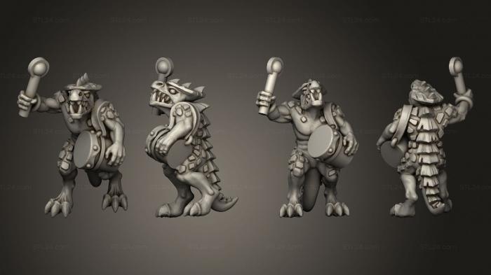 Military figurines (reptilian warrior infantry musician 2, STKW_11541) 3D models for cnc
