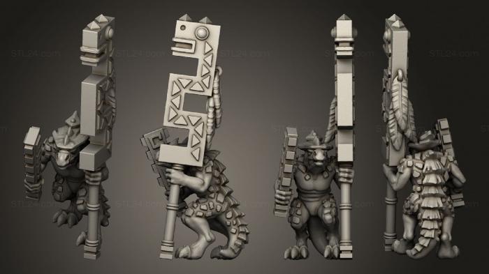 Military figurines (reptilian warrior infantry standard 1, STKW_11542) 3D models for cnc