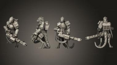 Military figurines reptillian soldier gunner full 3d model