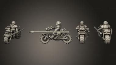 Military figurines rough rider biker hunting lance 3d model