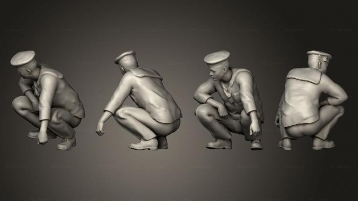 Military figurines (Sailor Squatting 1 72, STKW_11917) 3D models for cnc