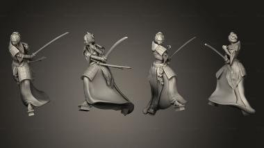 Military figurines Samurai Female Attacking 01 3d model
