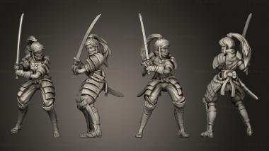 Military figurines Samurai Female Attacking 3d model
