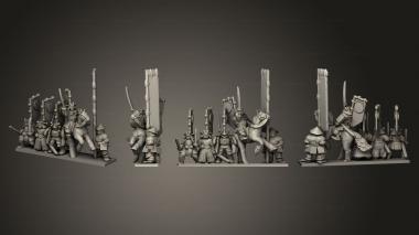 Military figurines Samurai Footmen Strip 02 3d model