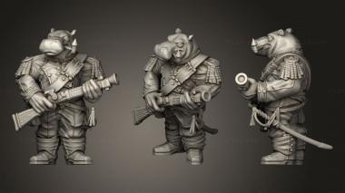 Military figurines Hippo Soldier Shotgun US 3d model