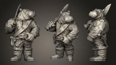 Military figurines Hippo Soldier Sword US 3d model