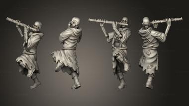 Military figurines Skeleton Musician Flute 3d model