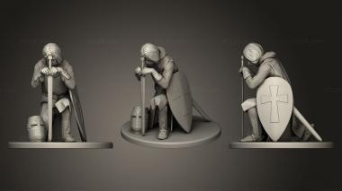 Military figurines Knight Templar praying T1 3d model