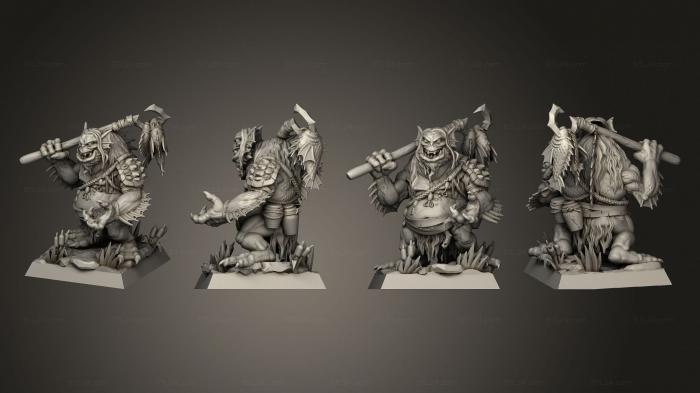 Military figurines (Swamp Troll B Base Round Awashed 002, STKW_13341) 3D models for cnc