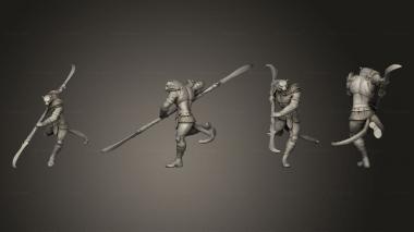 Military figurines Tabaxi Tiger General Dual Naginata 3d model