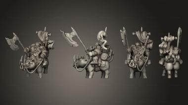 Military figurines Throwback Dwarven Rider A Axe 3d model