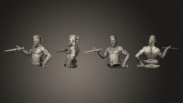 Military figurines (Unarmored Duelist Bust, STKW_14052) 3D models for cnc