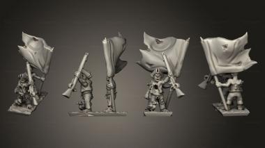 Military figurines Undead Pirate Crew with Muskets Command Strip 1 3d model