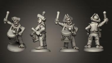 Military figurines Undead Pirate Crew with Muskets Drummer 3d model